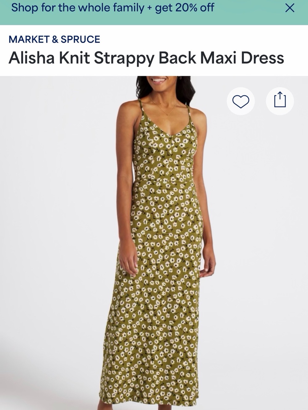 Market & Spruce Olive Green Floral Maxi Dress - Picture 9 of 9